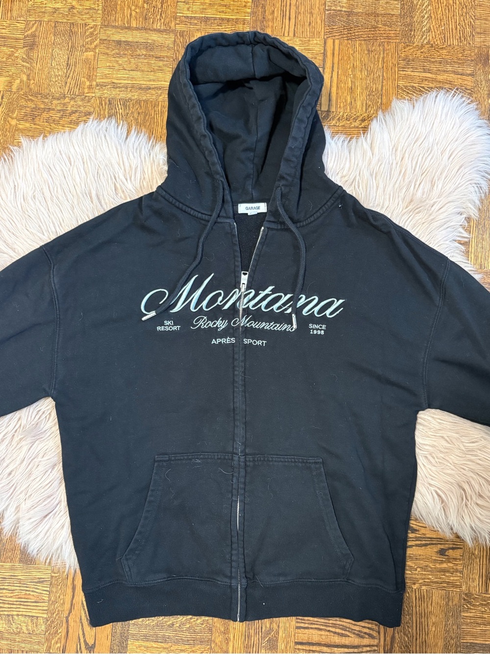 Garage Black Montana Script Zip Hoodie